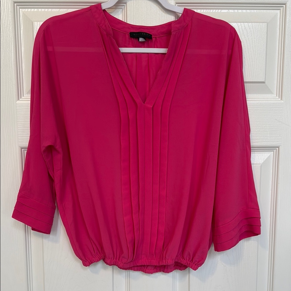 Willi Smith Women's Pink V-Neck Blouse - S